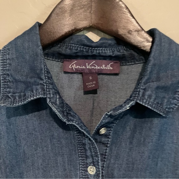 Gloria Vanderbilt Denim Dresse Indigo Chambray Shirt Blouse Dress Womens Sz S - Picture 6 of 11